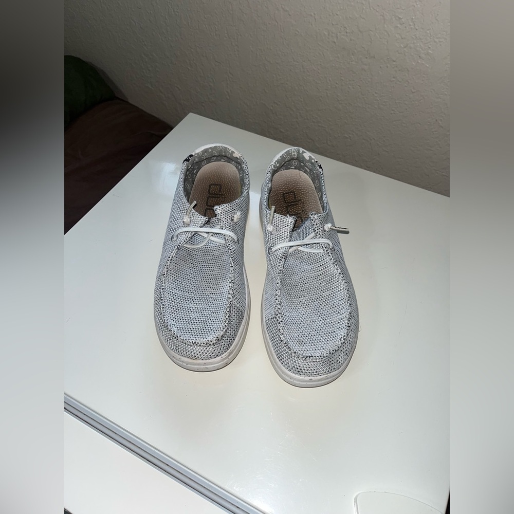 Hey Dude Gray Moccasins with Slip-On Design and Cushioned Insole
